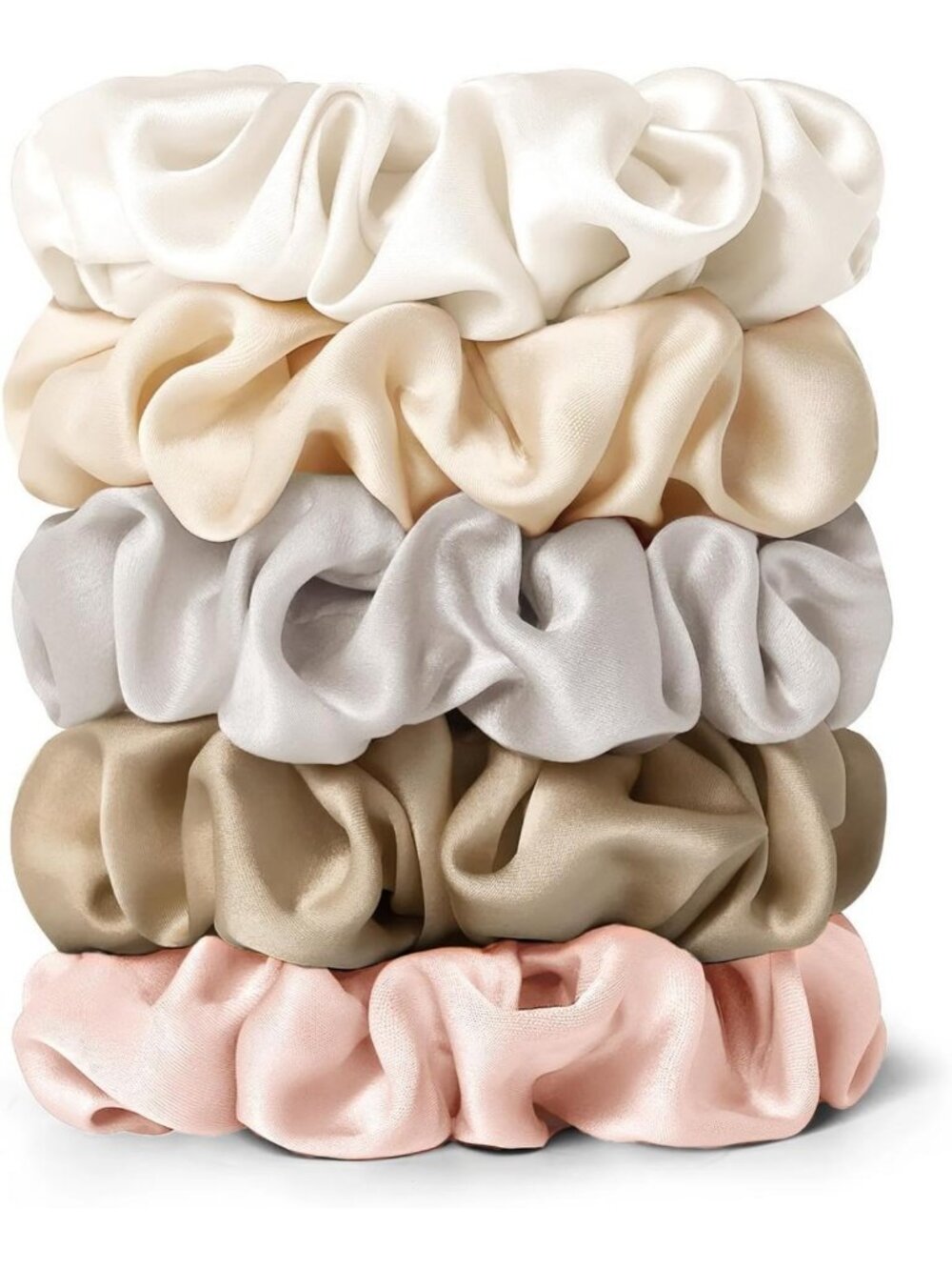 Silk Hair Scrunchies Set for Frizz & Breakage Prevention - 100% Mulberry, 5PC